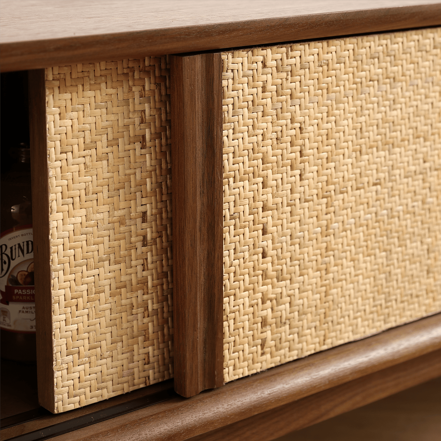 Rattanwood Luxe Storage Cabinet | Black Walnut Wood with Rattan Weaving