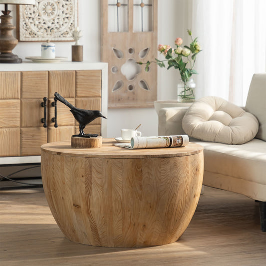 Barrel Grove Vintage Barrel Shaped Coffee Table with Storage