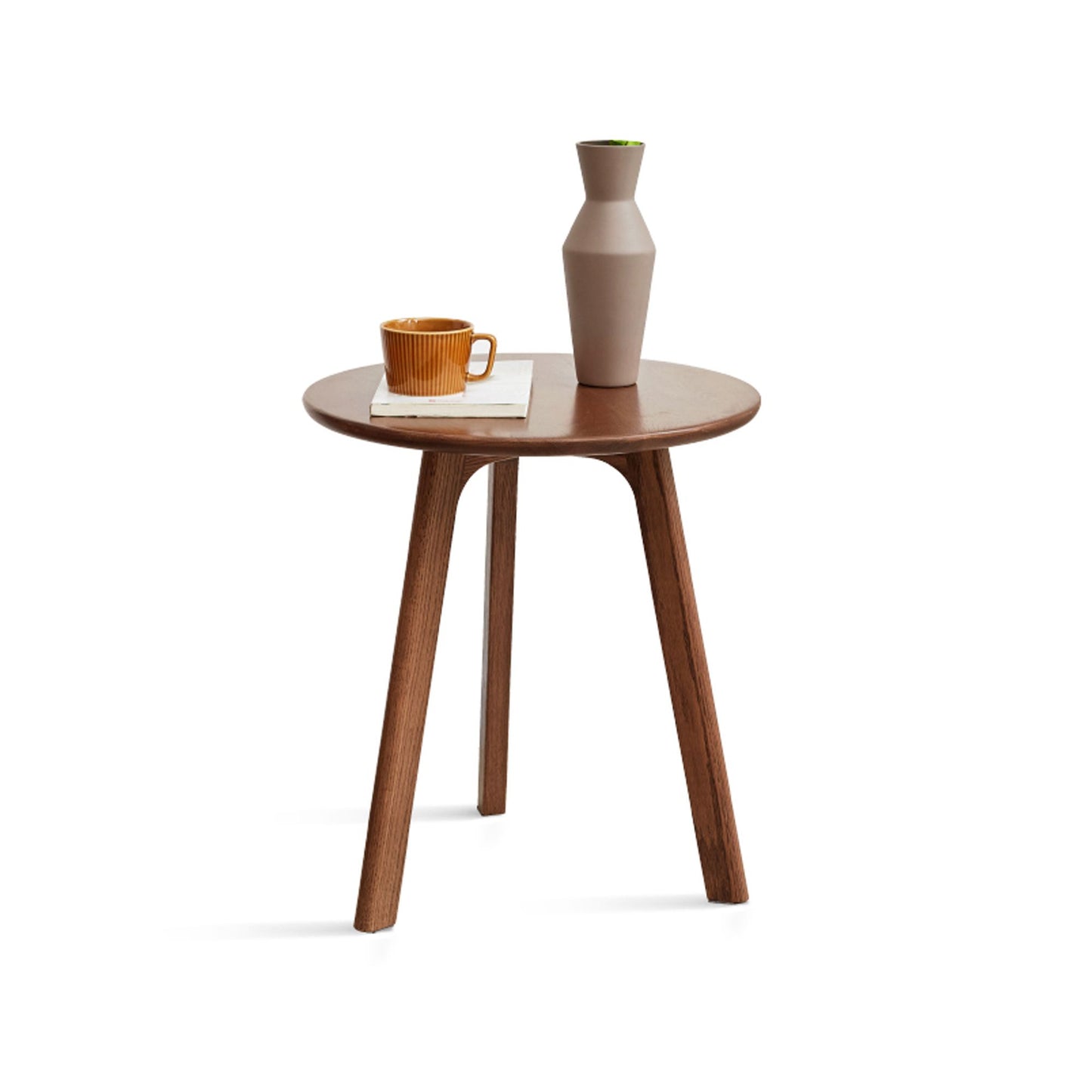 OakenHalo Solid Oak Round Side Table – Minimalist Accent side Table