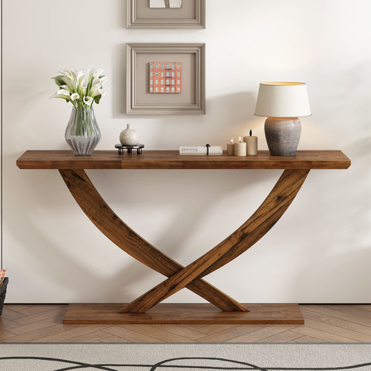 Crosswood Console Table – Minimalist Design with Sturdy Cross-Leg Base