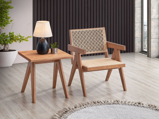 Solana Rattan Accent Chair | Timeless Contemporary Design with Natural Rattan Weave & Sturdy Wood Frame