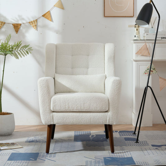 Mid-Century Modern Bouclé Armchair – Elegant & Cozy Accent Chair